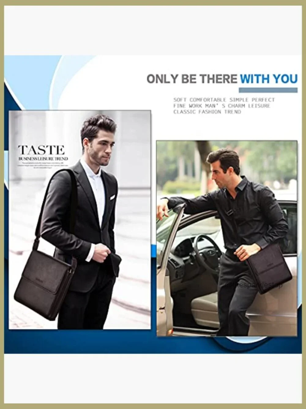 Vegan Leather Messenger Crossbody Bag for Men Work Travel
